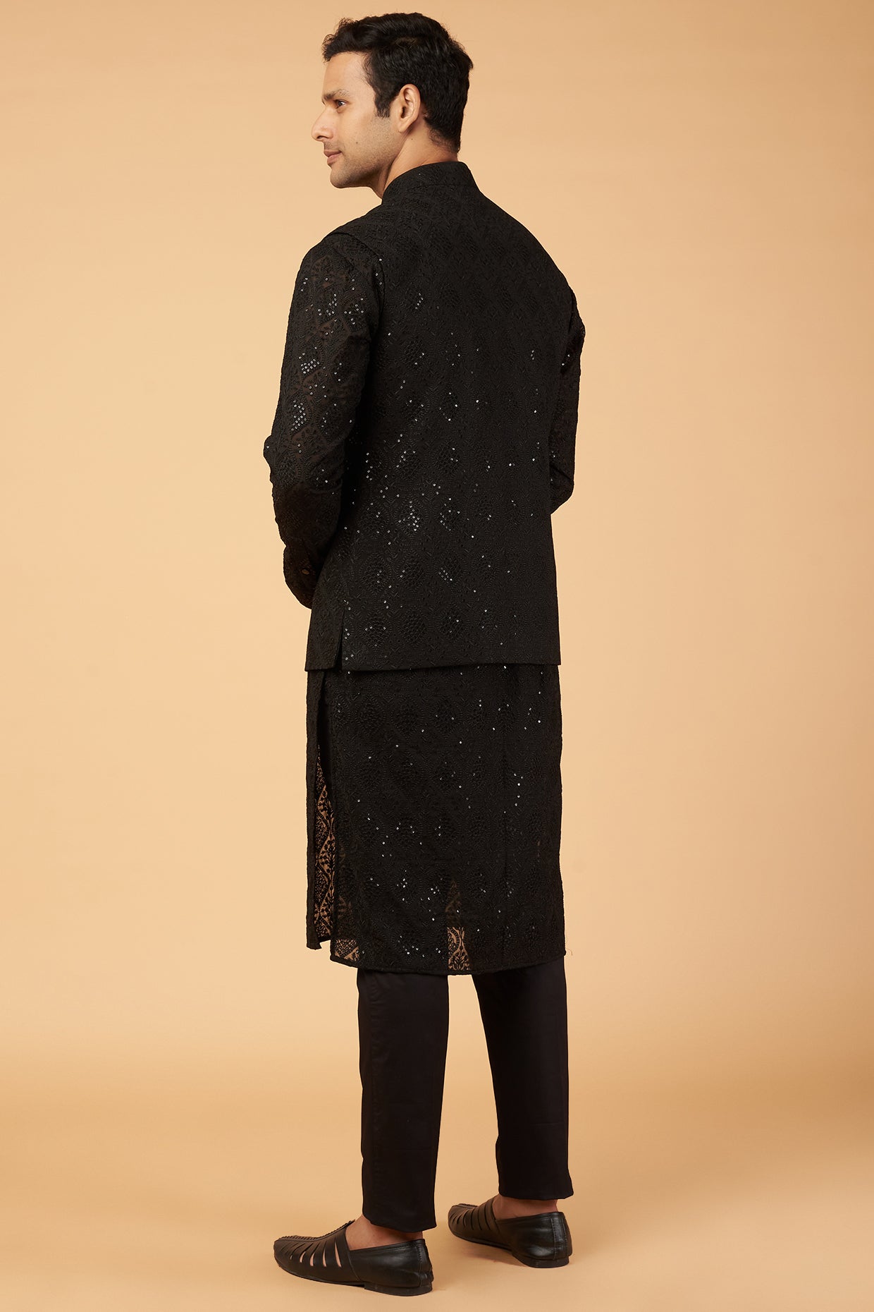 Black Kurta Bundi for Men