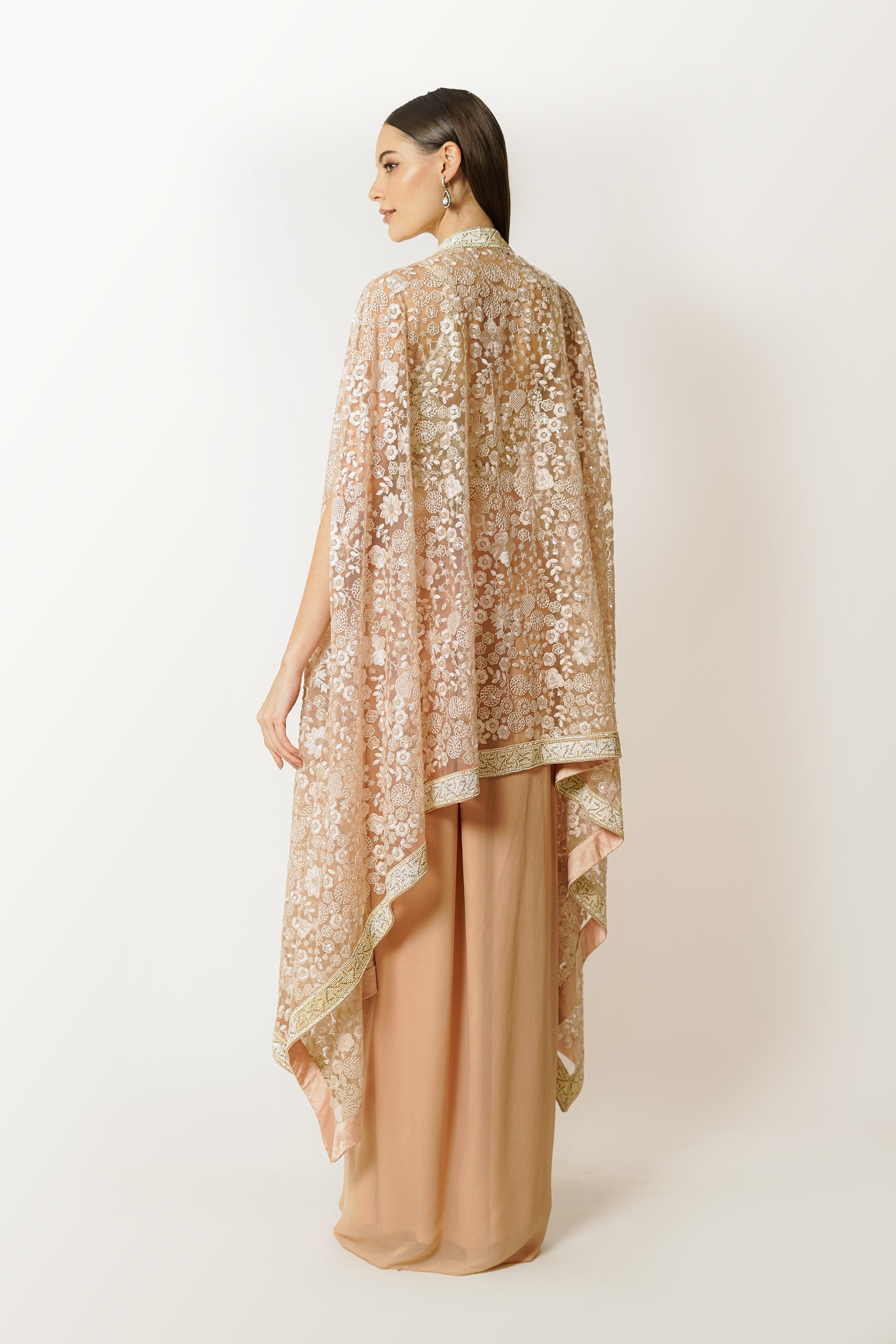 ADHA BLUSH PINK CAPE WITH SKIRT