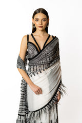 SAIRAA IVORY STITCHED SARI SET