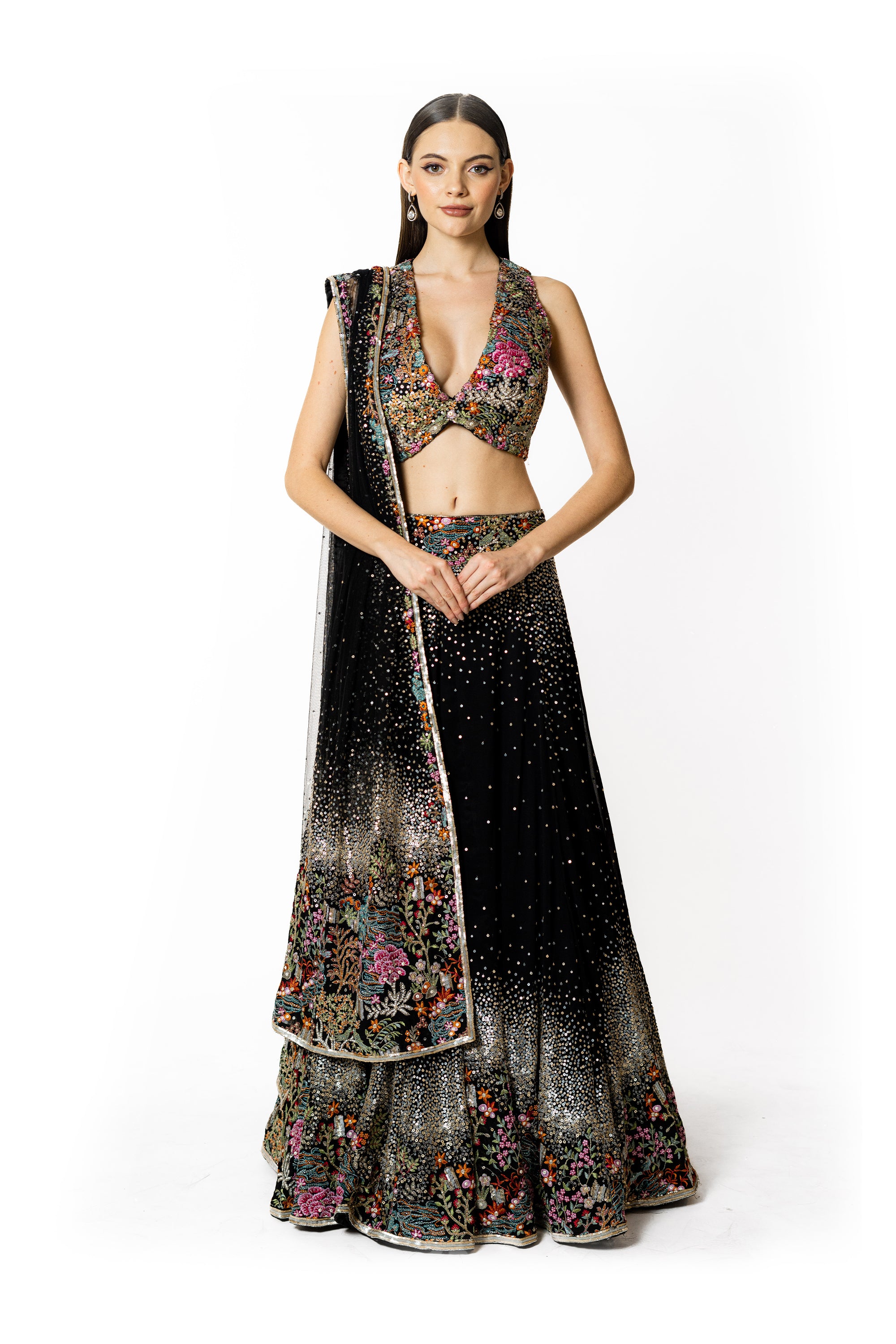 NADIA BLACK LEHENGA SET
