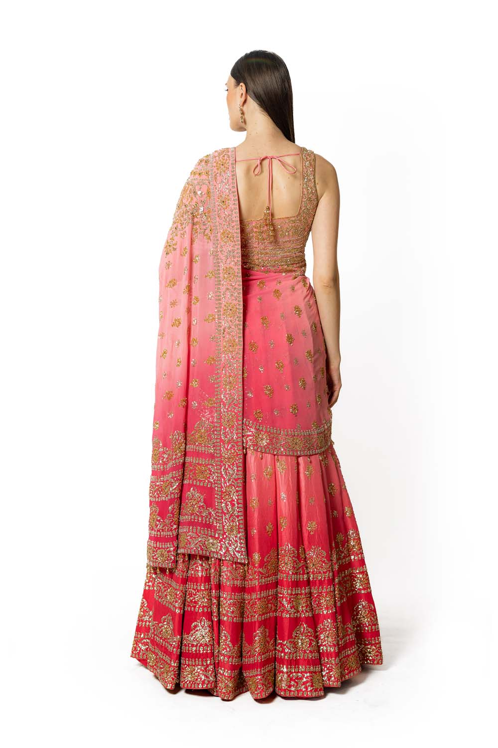 SHADED ROSE PINK NADIA LEHENGA SET
