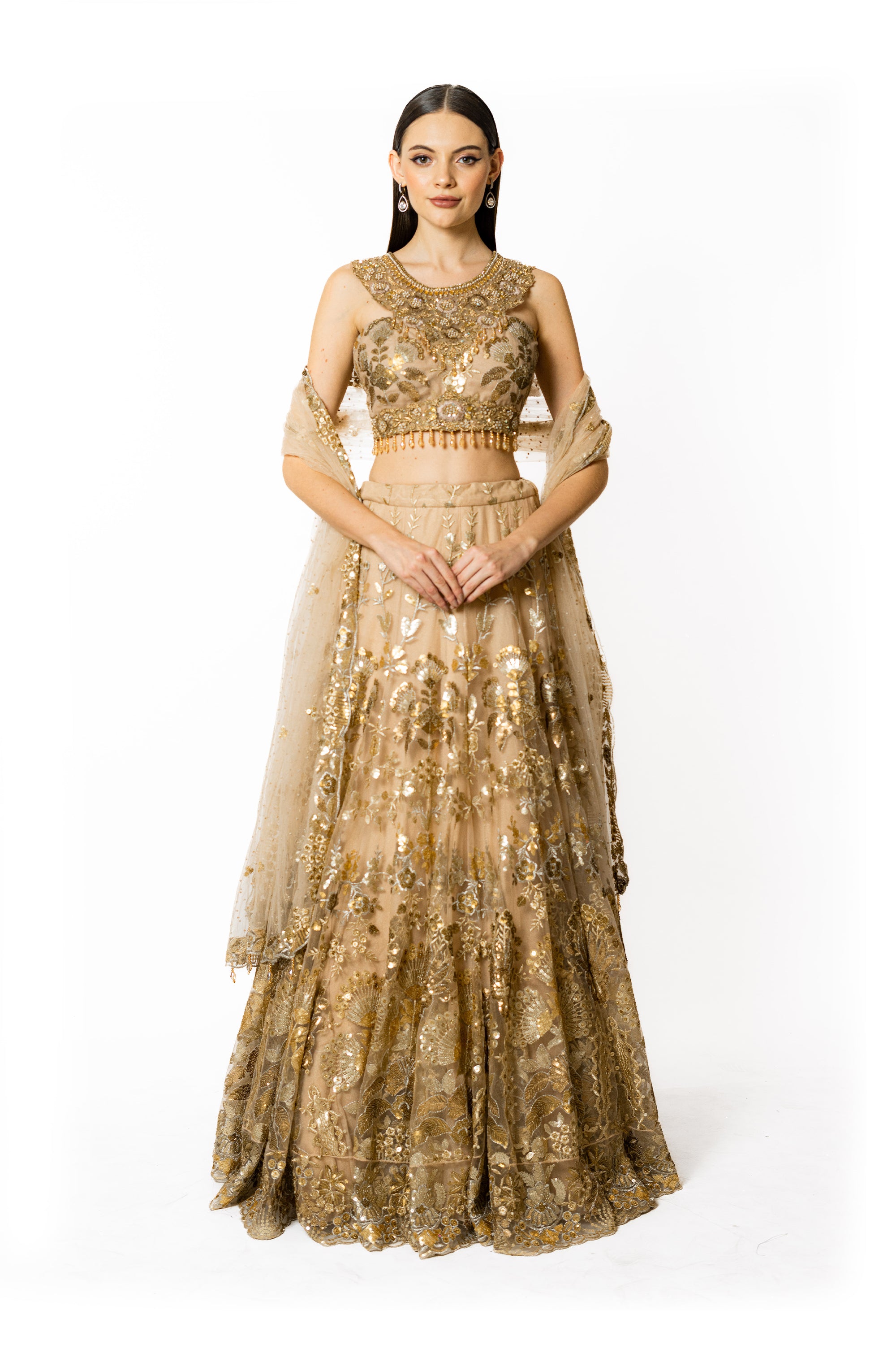 NADIA GOLD LEHENGA SET
