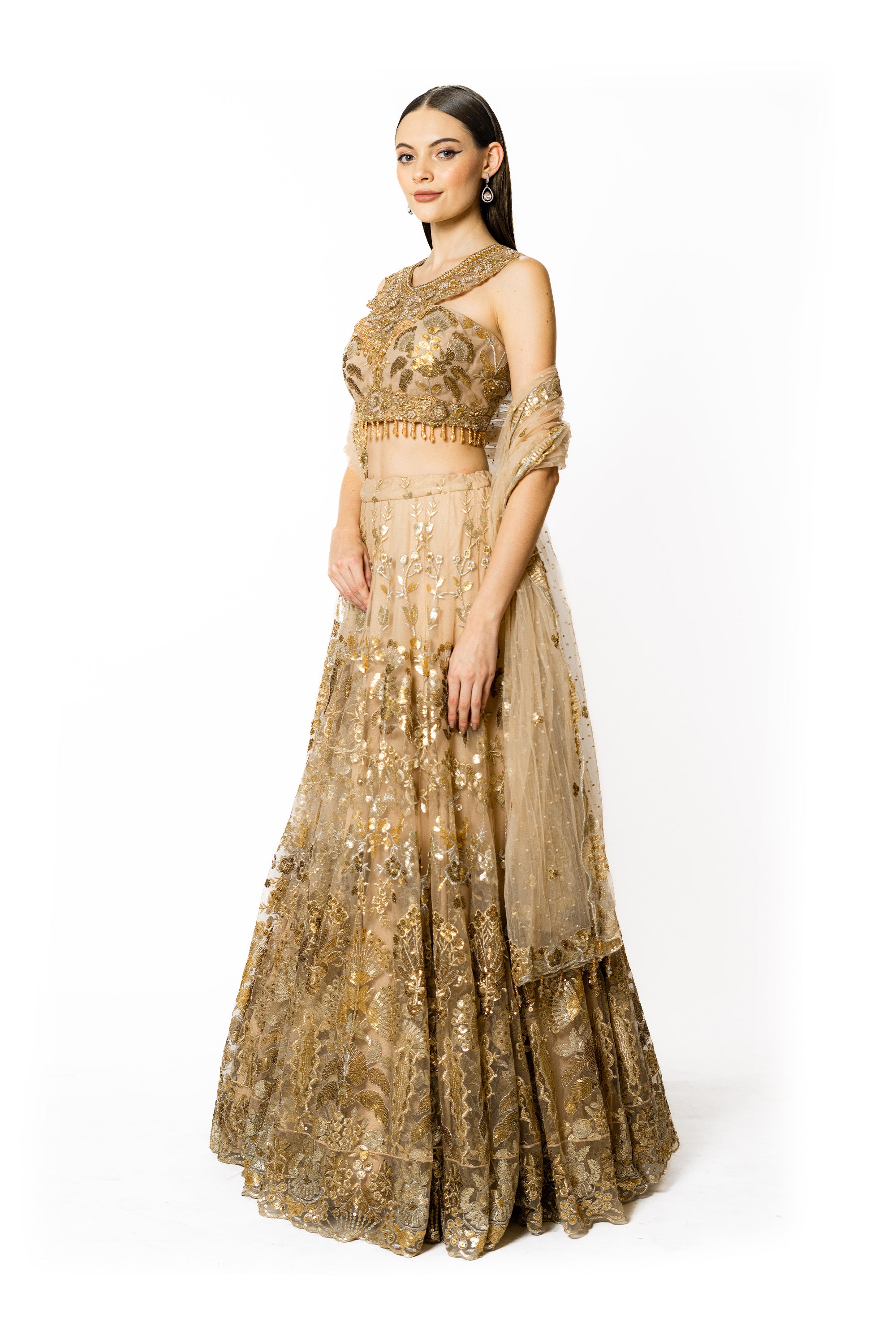 NADIA GOLD LEHENGA SET
