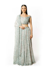 IVORY/ SILVER GORGETTE NADIA LEHENGA SET