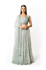 IVORY/ SILVER GORGETTE NADIA LEHENGA SET