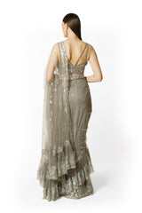 SAIRAA SILVER GREY SARI SET