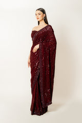 ZAYNAB OXBLOOD SARI SET