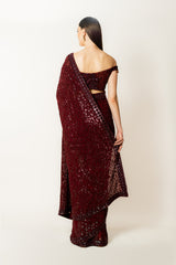 ZAYNAB OXBLOOD SARI SET