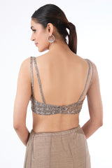 Adha grey lehenga sari set