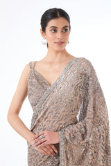 Adha grey lehenga sari set