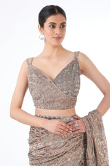 Adha grey lehenga sari set