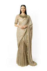 SAIRAA IVORY LEHENGA SARI SET