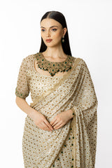 SAIRAA IVORY LEHENGA SARI SET