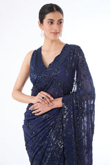 Zaynab blue sari set