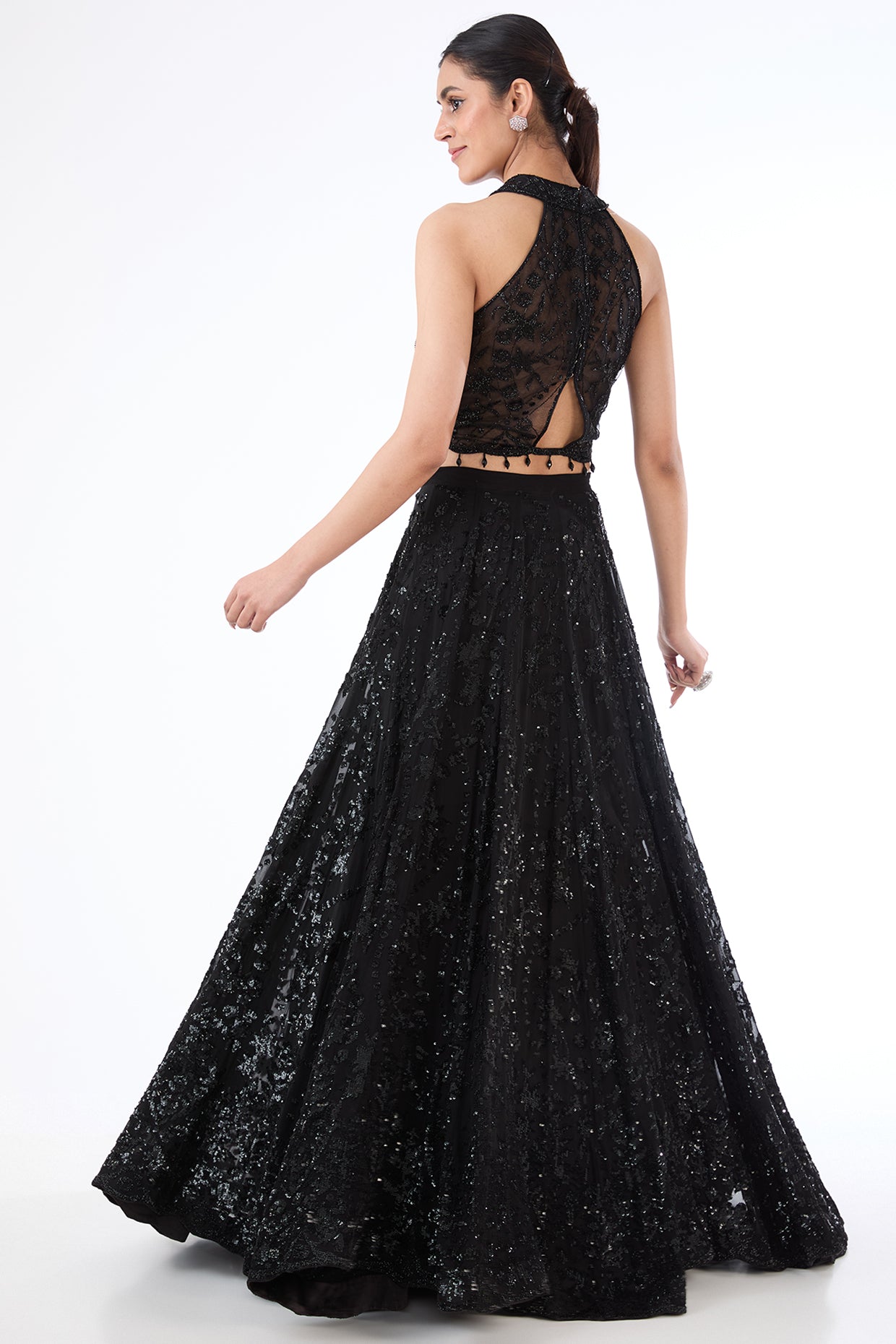 Nadia black embroidered lehenga set