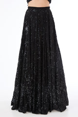 Nadia black embroidered lehenga set