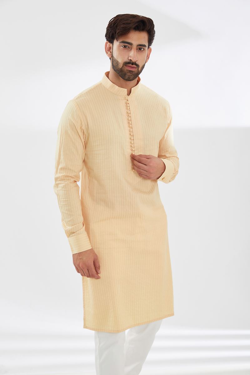 CREAM COTTON SILK KURTA AND PANT SET