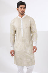 PALE BLUE GEORGETTE UNLINED KURTA FULLY FRONT GOLDEN EMBROIDERED WITH PANTS