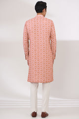 PINK SHEETING AND GEORGETTE WITH CREPE LINING KURTA AND COTTON SILK PANTS