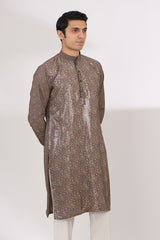 COCO SHEETING AND GEORGETTE WITH CREPE LINING KURTA AND COTTON SILK PANTS