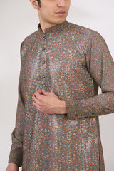 COCO SHEETING AND GEORGETTE WITH CREPE LINING KURTA AND COTTON SILK PANTS
