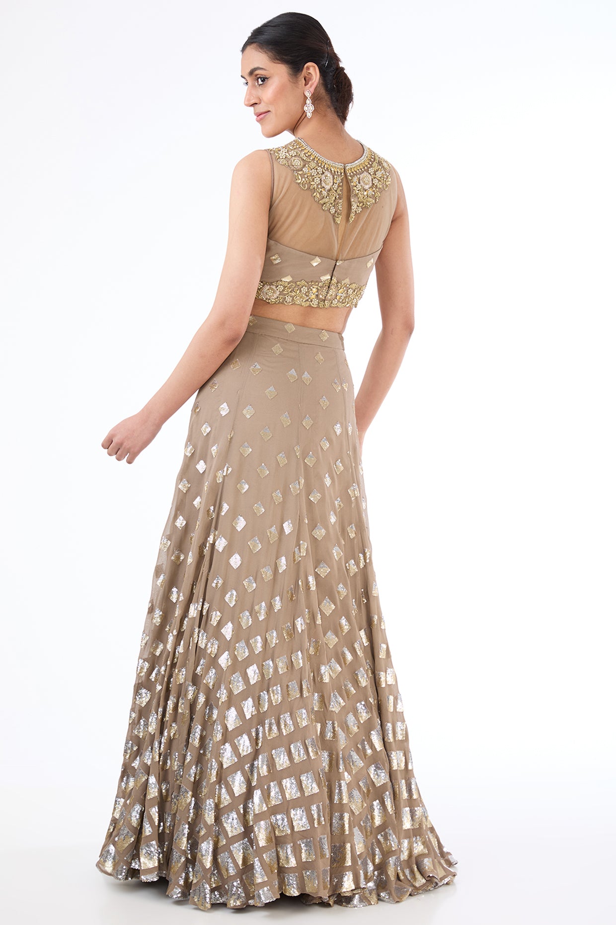 Nadia gold diamond sequins work lehenga set