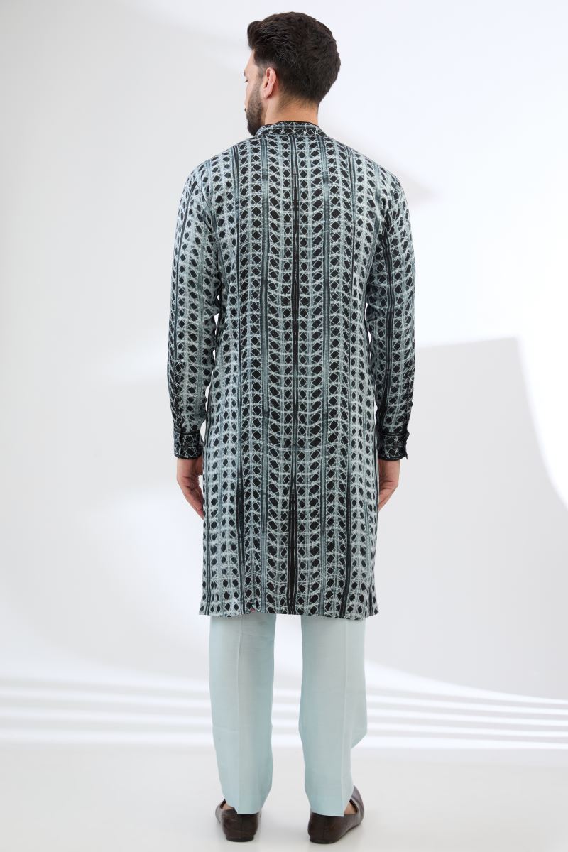 BLACK SHIBORI PRINT KURTA WITH PANTS