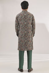 BOTTLE GREEN FULLY EMBROIDERED KURTA WITH PANTS