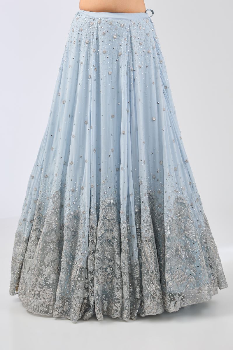 NADIA PALE BLUE GEORGTTE FULL HAND EMBROIDERED LEHENGA WITH BLOUSE & DUPATTA