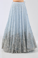 NADIA PALE BLUE GEORGTTE FULL HAND EMBROIDERED LEHENGA WITH BLOUSE & DUPATTA