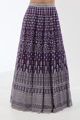 NADIA PURPLE WITH SILVER METAL THREAD JAAL LEHENGA SET