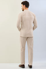 CREAM GOREGTTE THREAD EMBOIDERED SHIRT AND  PAJAMA