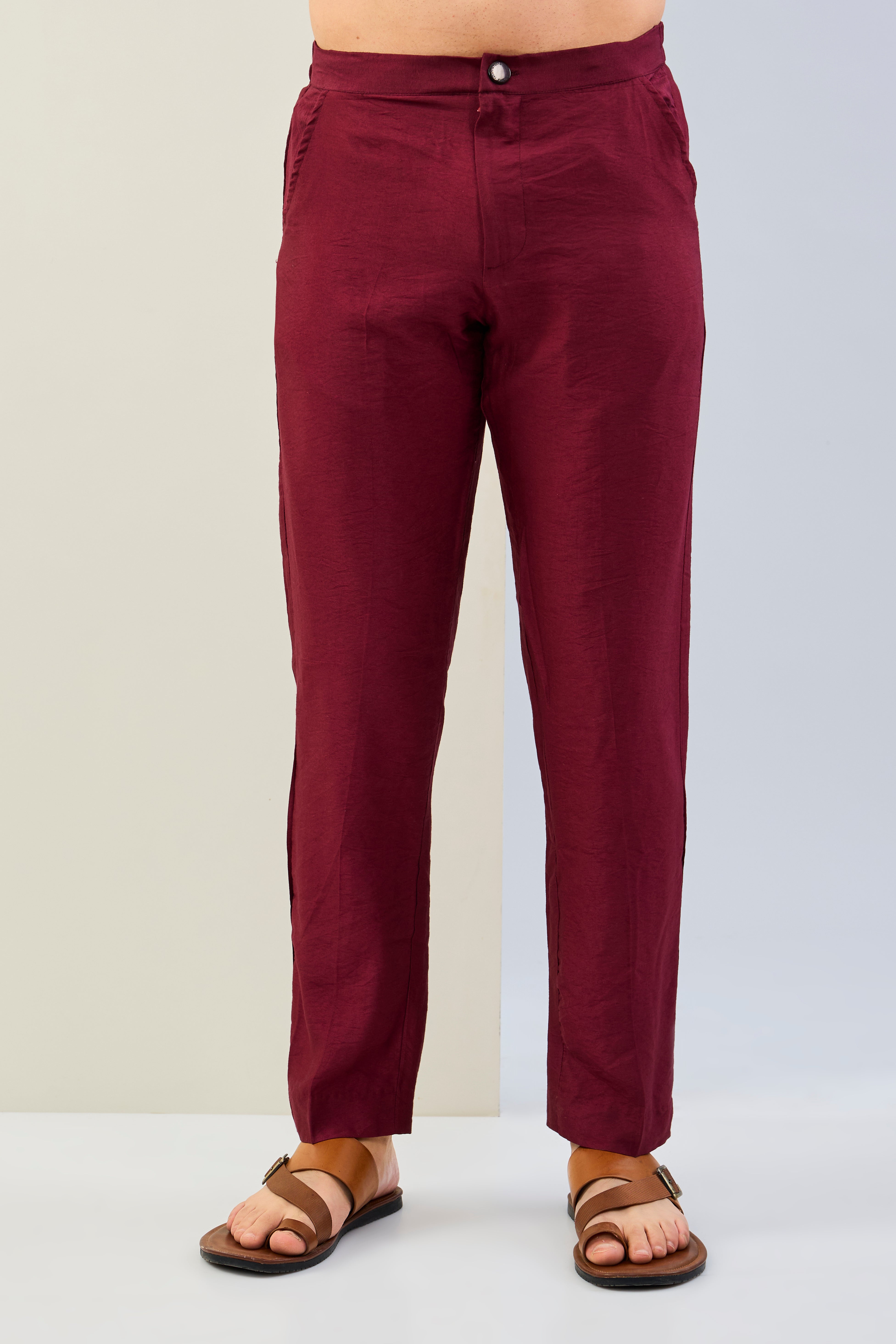 OX BLOOD GORGETTE LINED FULLY EMBOIDERED MULTI COLOR THREAD SEQUIN EMBOIDERED KURTA AND MATCHING COTTON SILK PANT