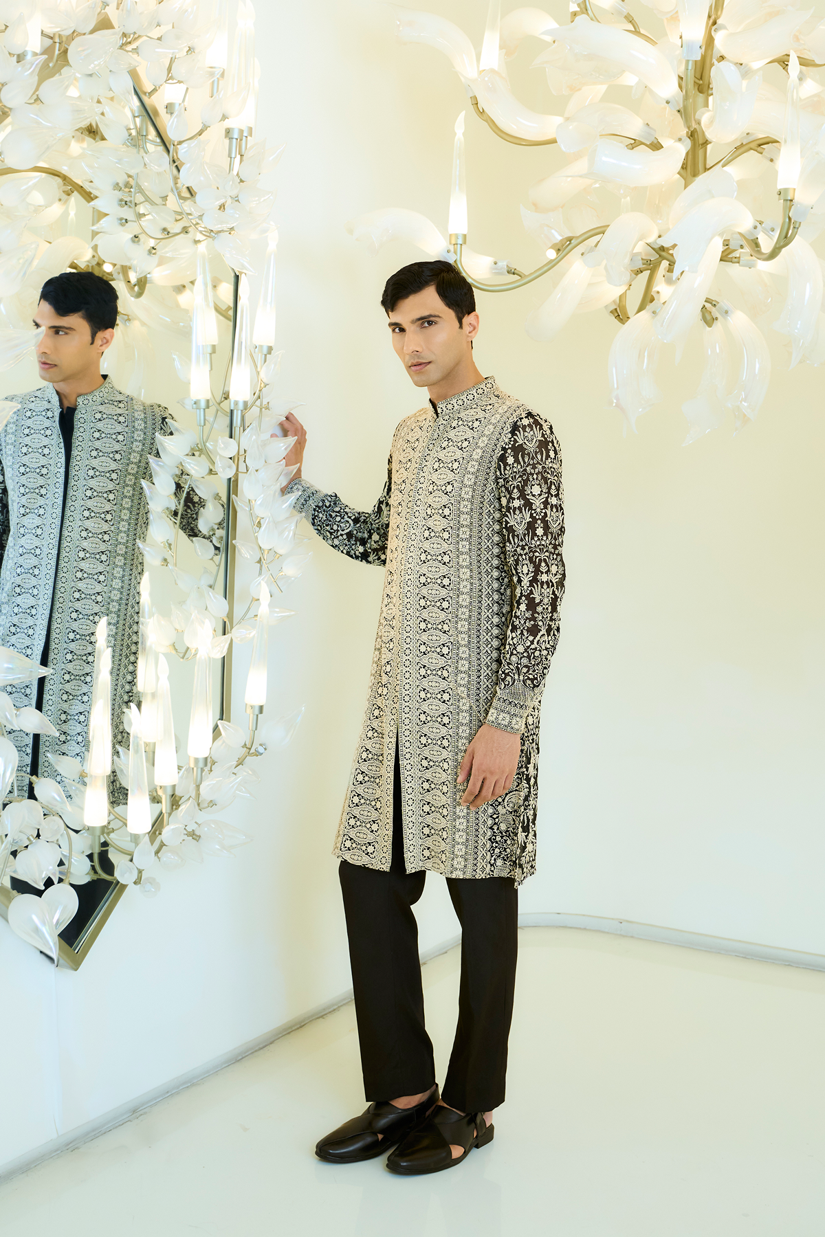 Black & White Embroidered Kurta Set