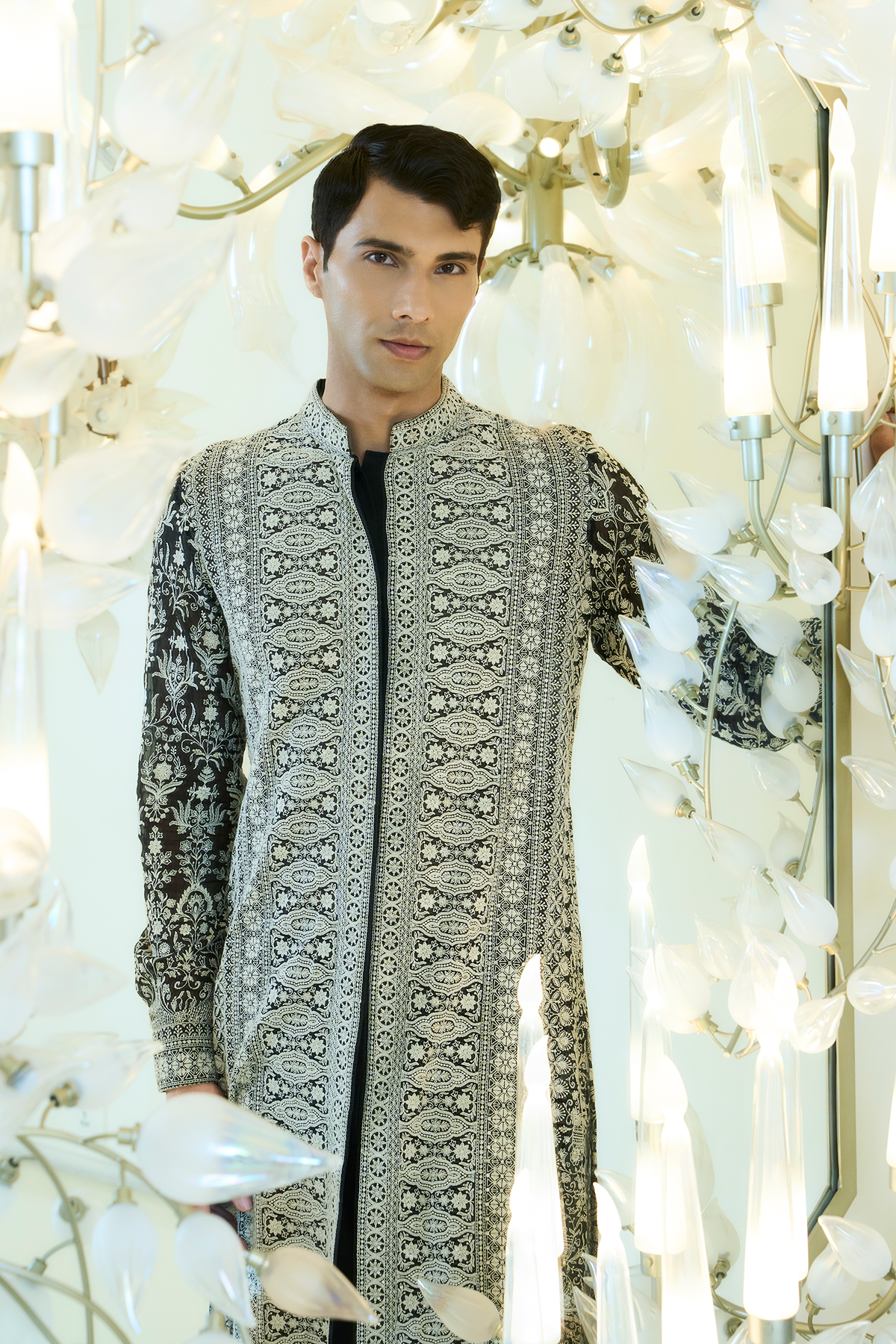 Black & White Embroidered Kurta Set