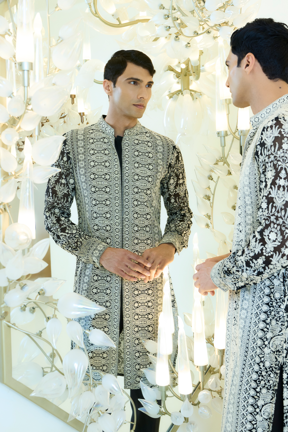 Black & White Embroidered Kurta Set