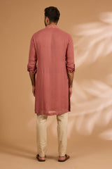 Burnt Orange Georgette Sequin & Thread Jaal Embroidered Kurta Set