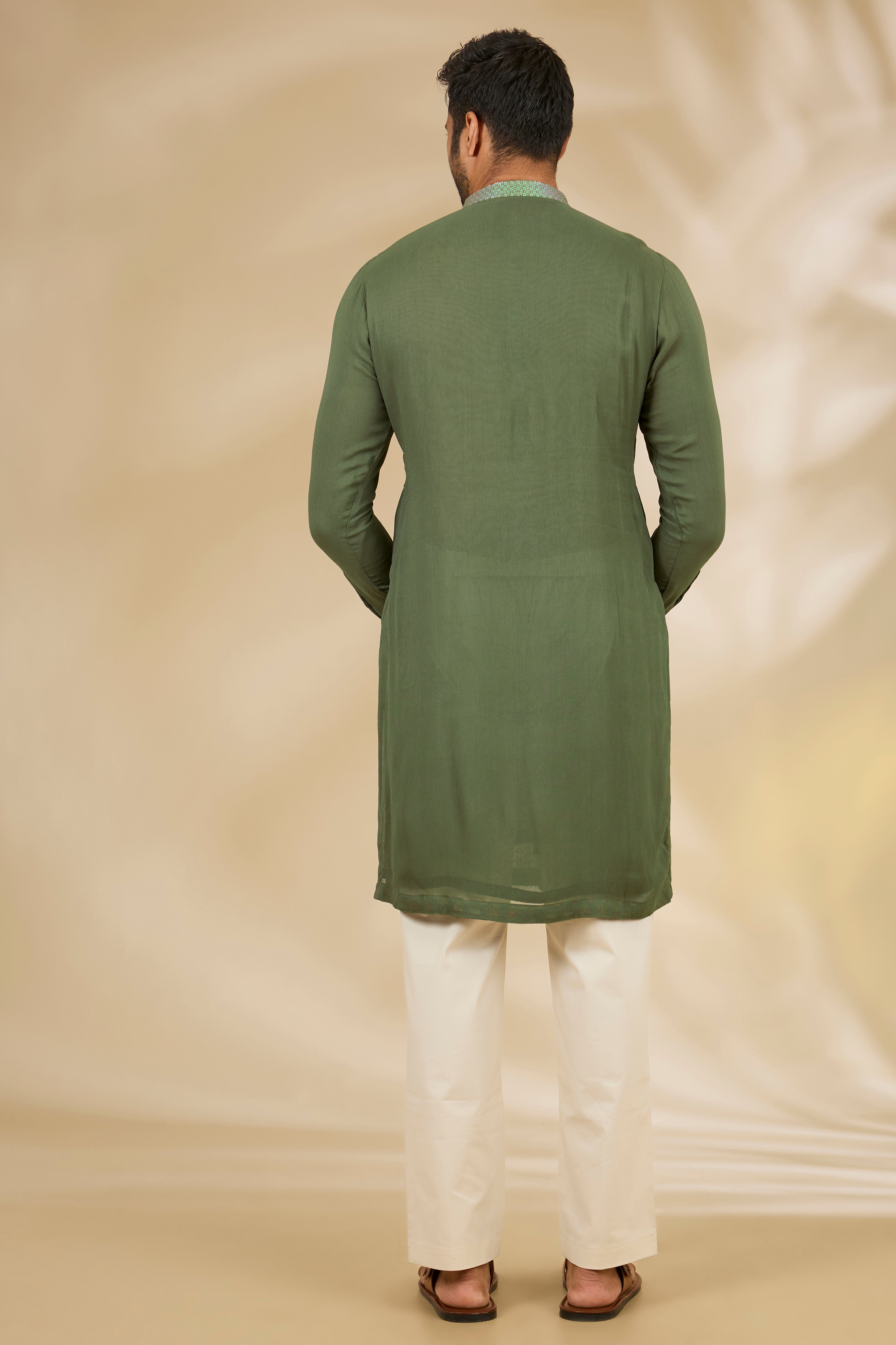 Moss Green Sequin Kurta Set