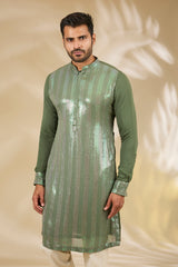 Moss Green Sequin Kurta Set