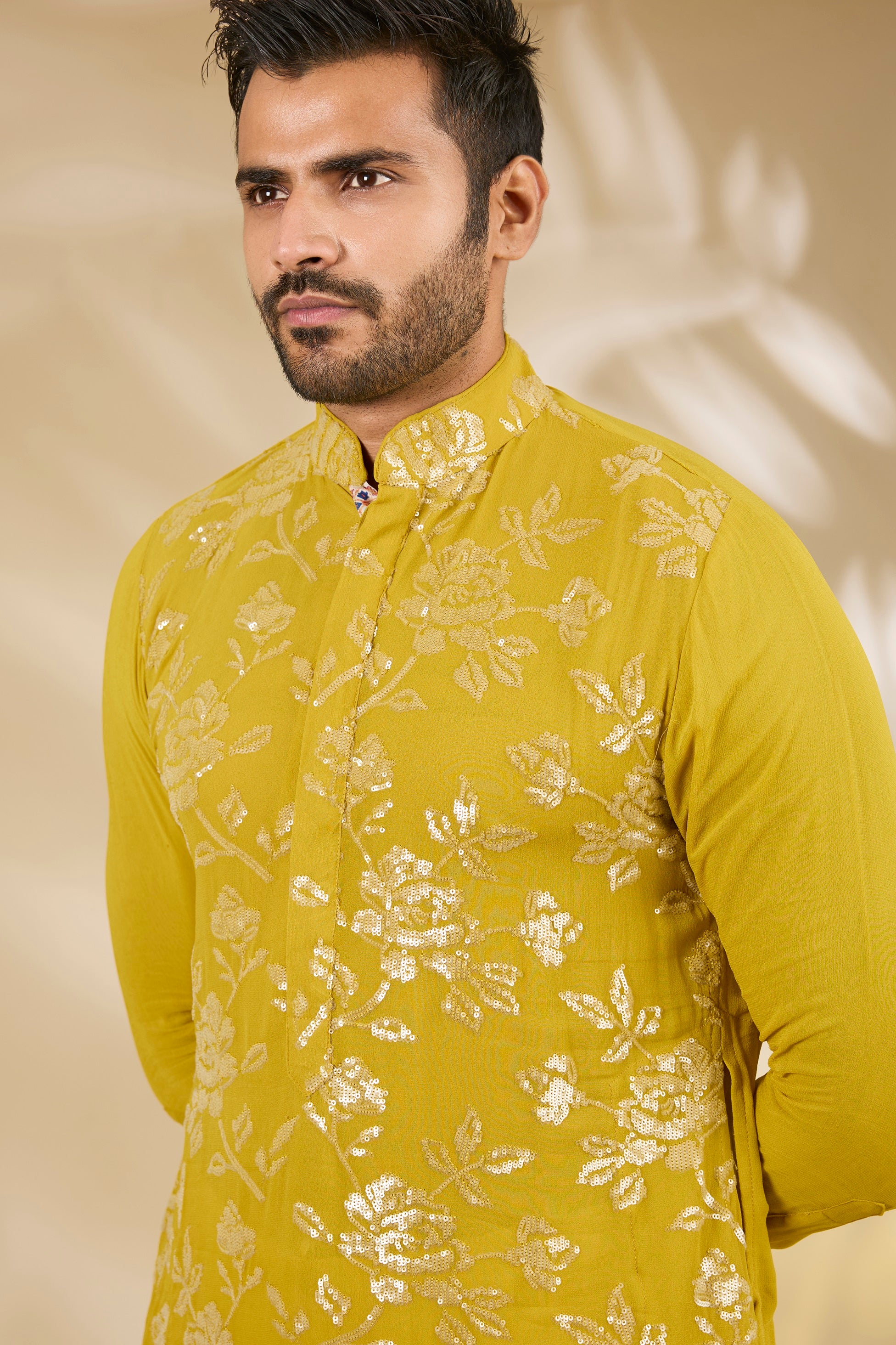 Haldi Floral Sequin Kurta Set