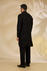 Black Net Cutwork Indo Jacket Set