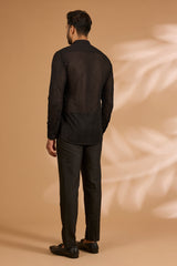 Black Georgette Thread & Sequin Jaal Shirt Set