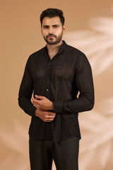 Black Georgette Thread & Sequin Jaal Shirt Set