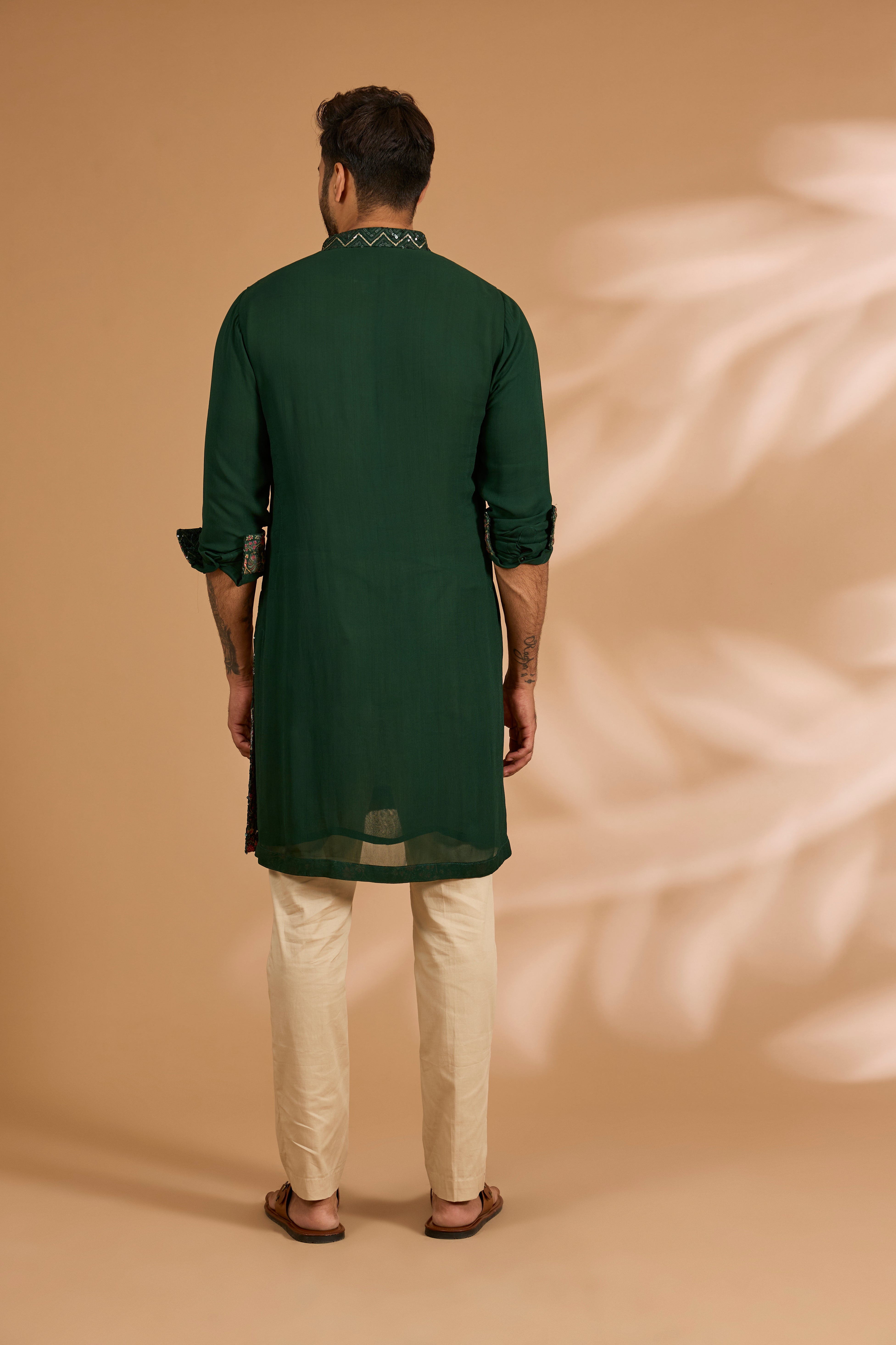 Black Georgette Sequin Jaal Shirt Set