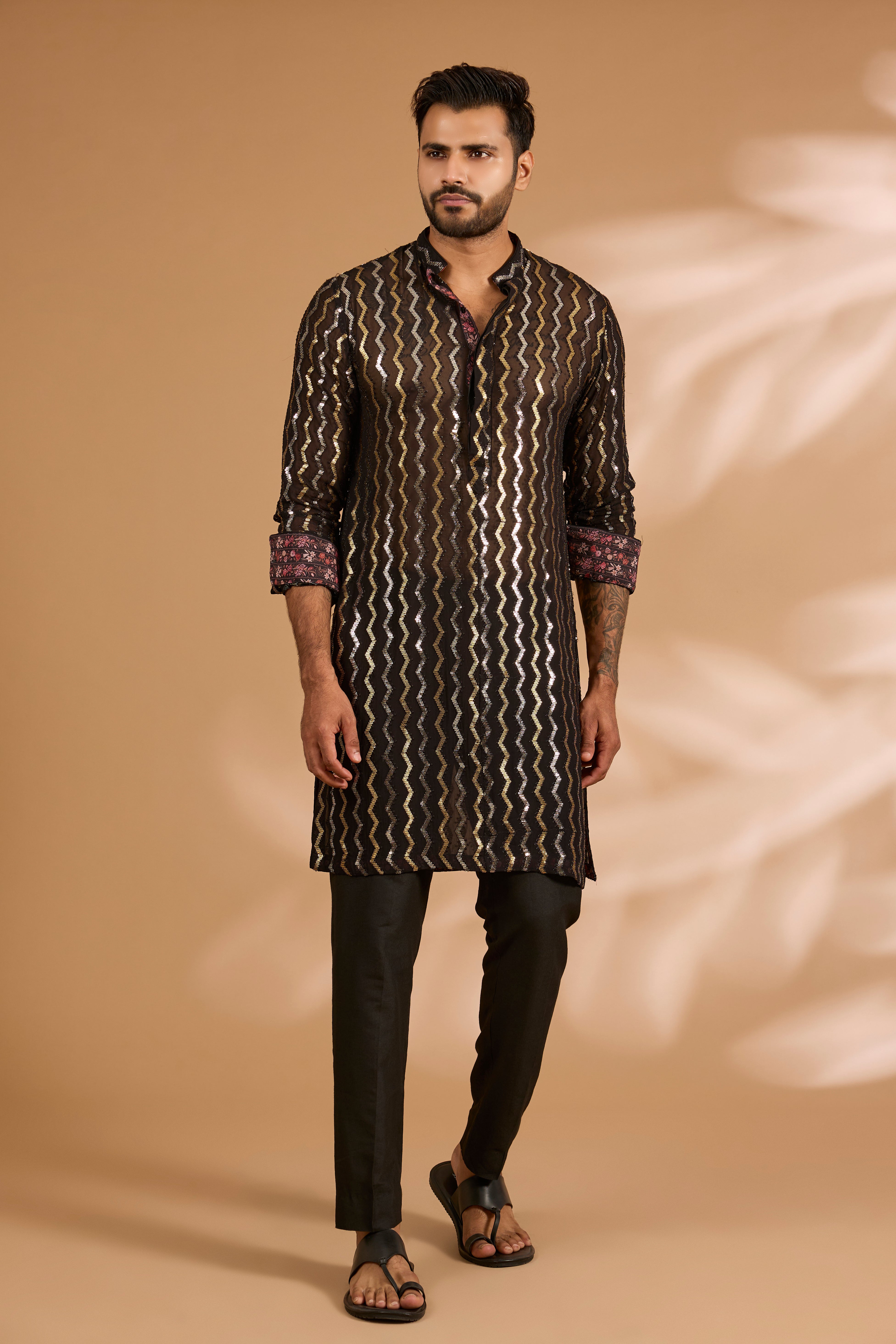 Forest Green Georgette Sequin Embroidered Kurta Set