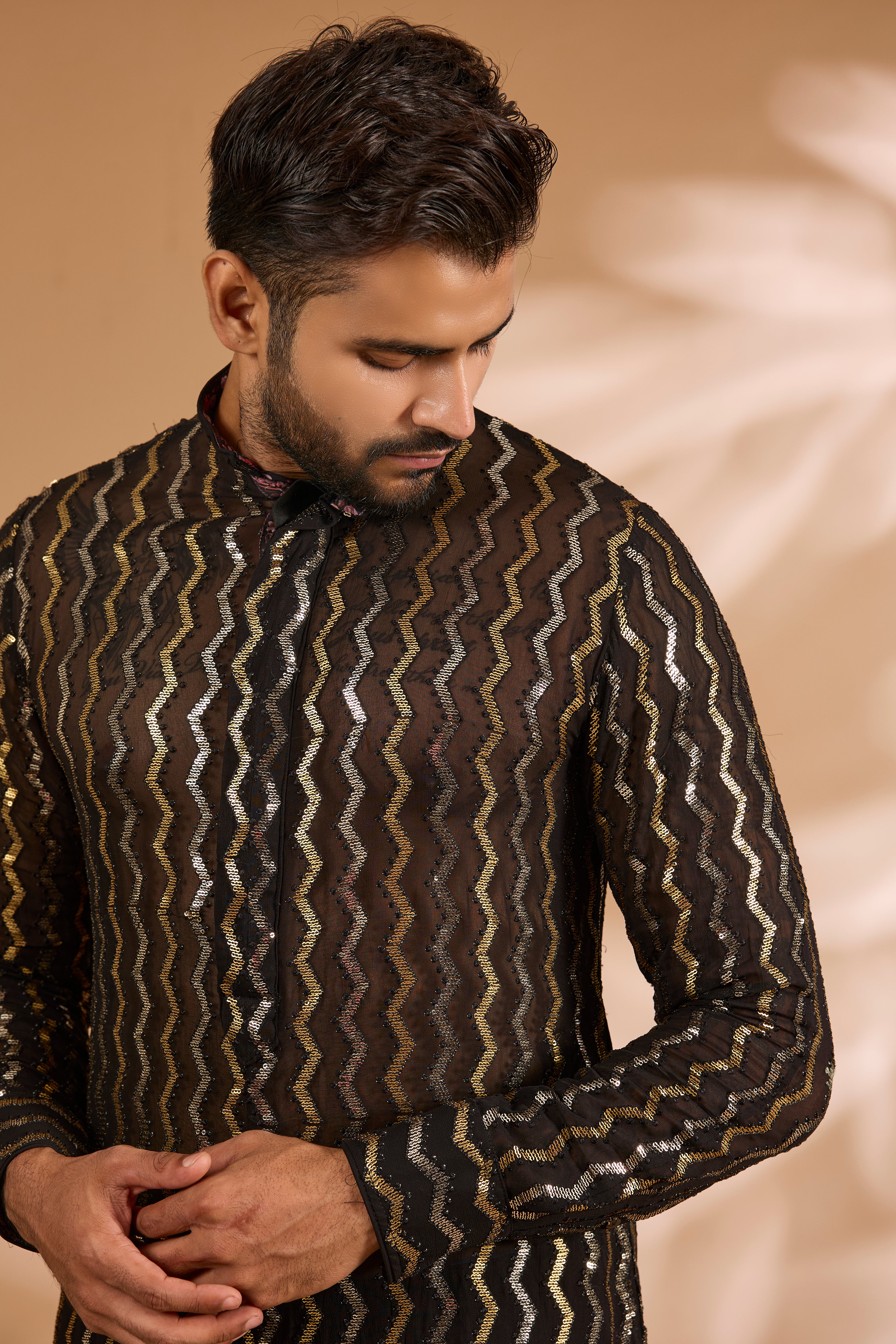 Forest Green Georgette Sequin Embroidered Kurta Set