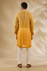 Shaded Yellow Booti Silk Kurta Set