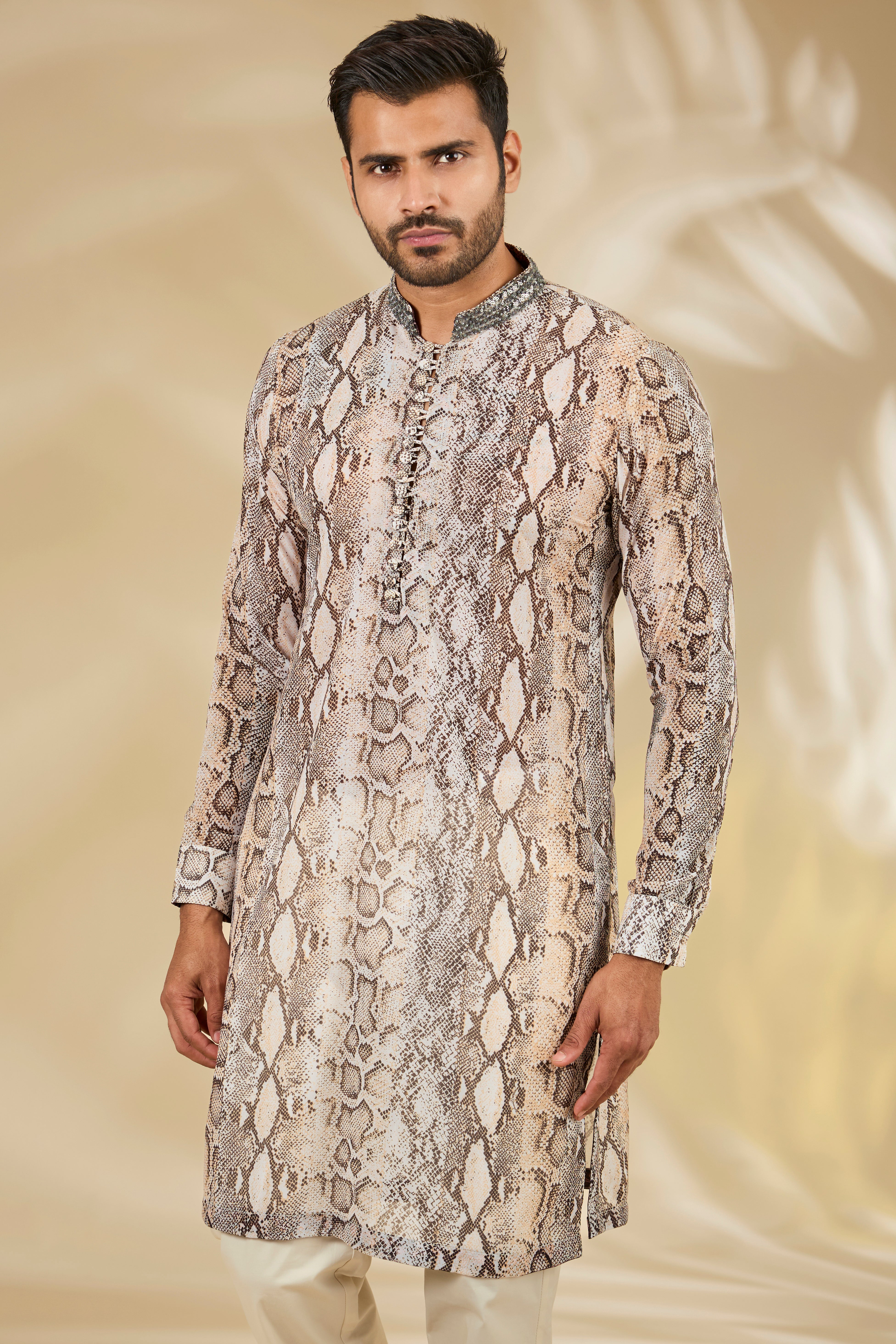 Snake Print Georgette Kurta Set