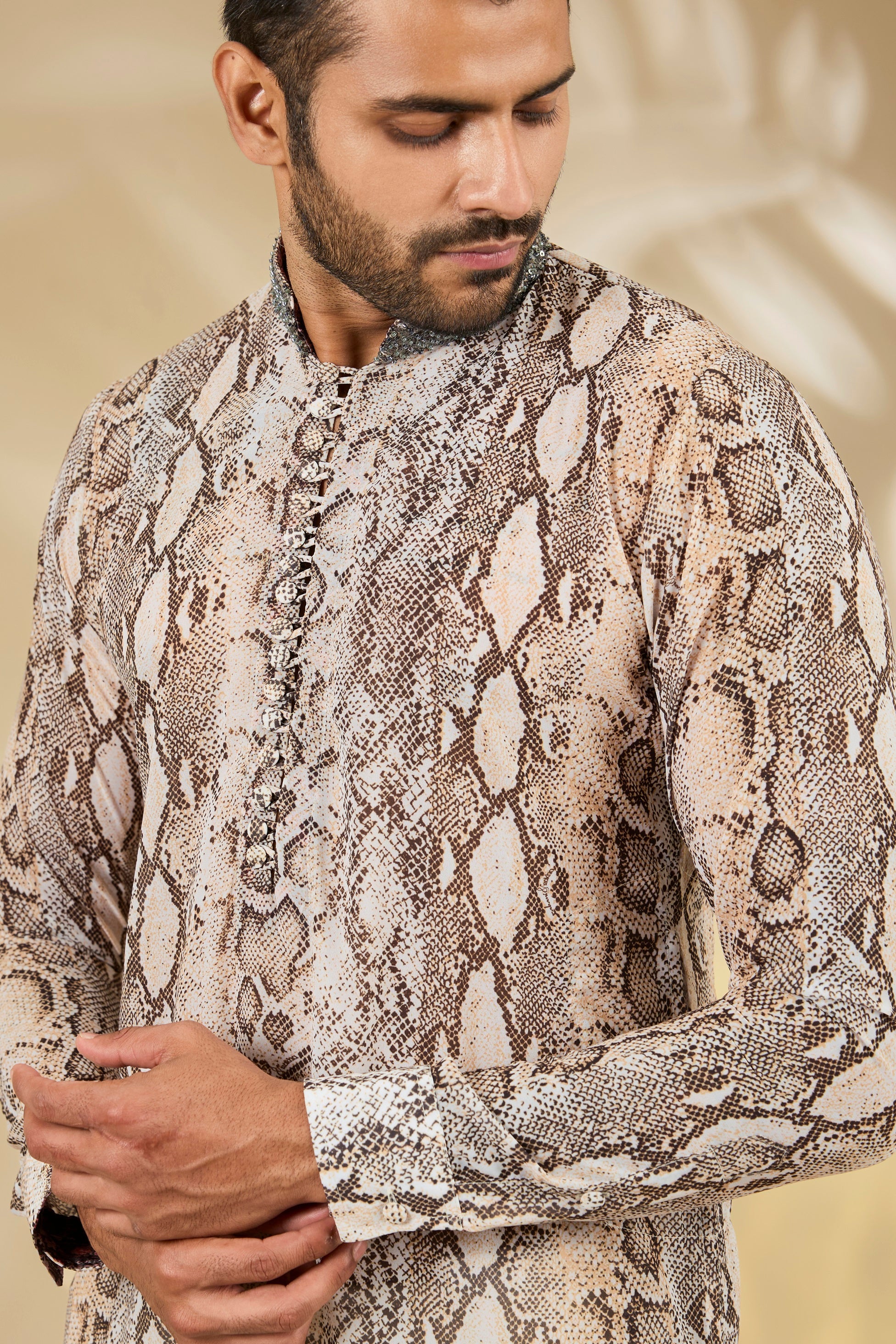 Snake Print Georgette Kurta Set