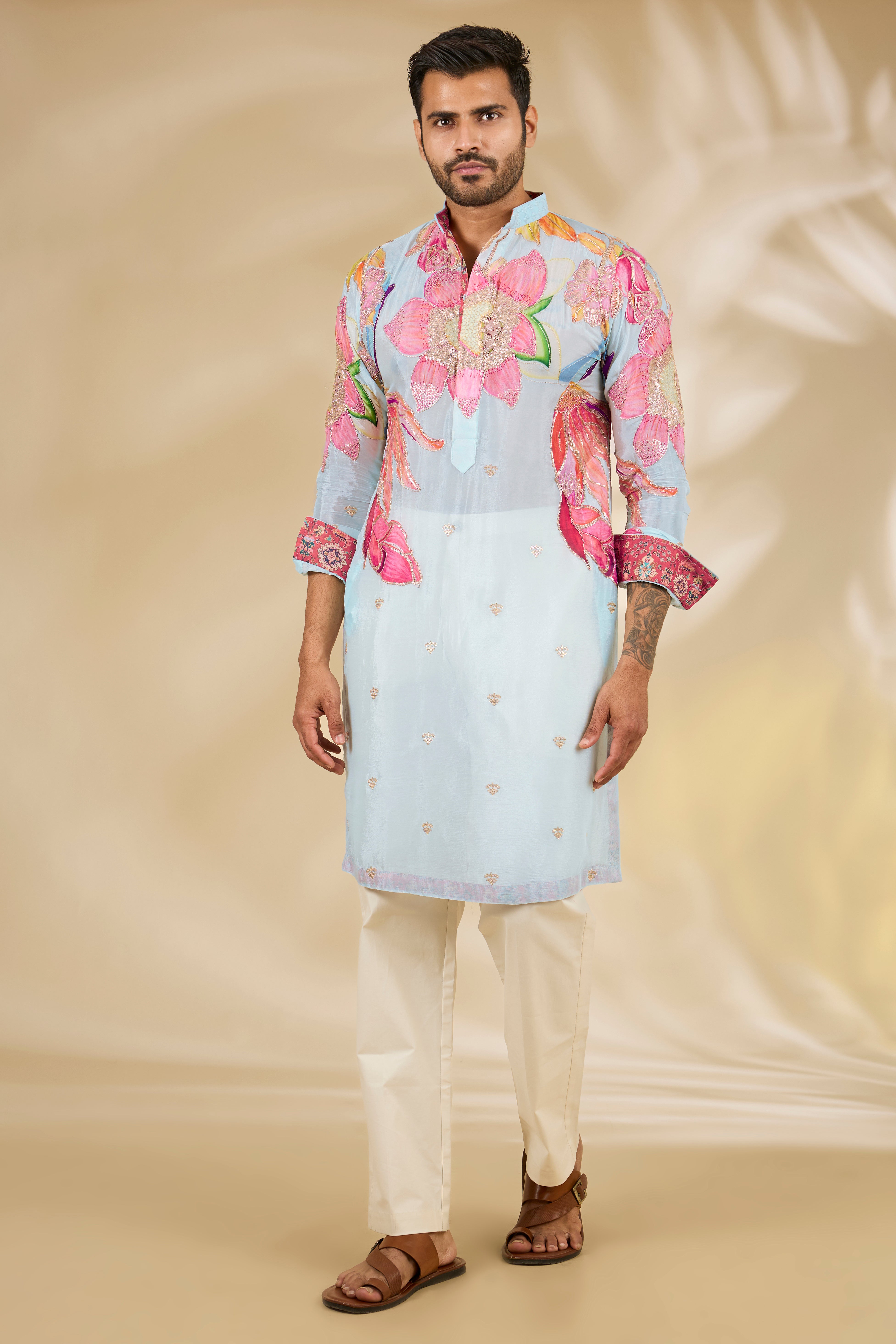 Aqua Multicolour Floral Kurta Set